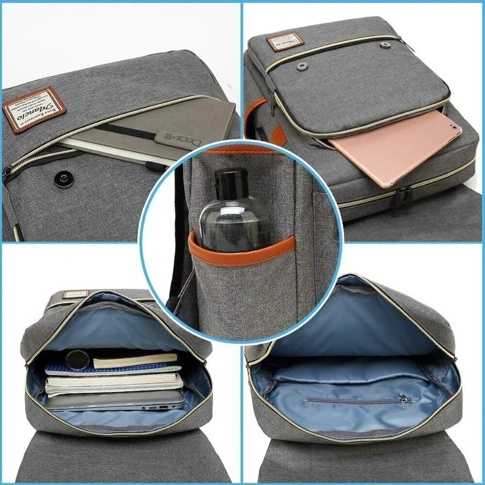 Mancio Slim Vintage grey Laptop Backpack For women, Men of Traveling bag